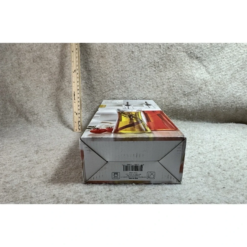 Glass Oil & Vinegar Set Stainless Steel Drizzling Pourers In Box‎